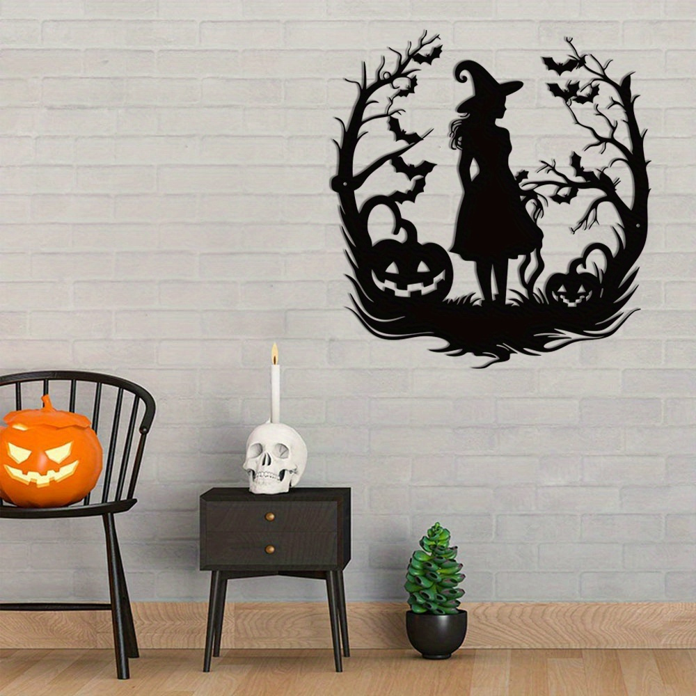 Home Decor Logo - Witch Metal Art SVG Halloween Sign,