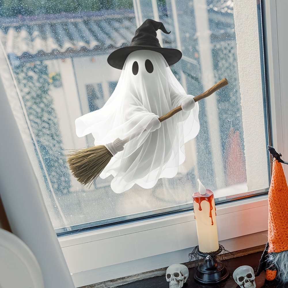 Home Decor Window Blinds - 1pc Halloween Wizard Little Window Sticker,