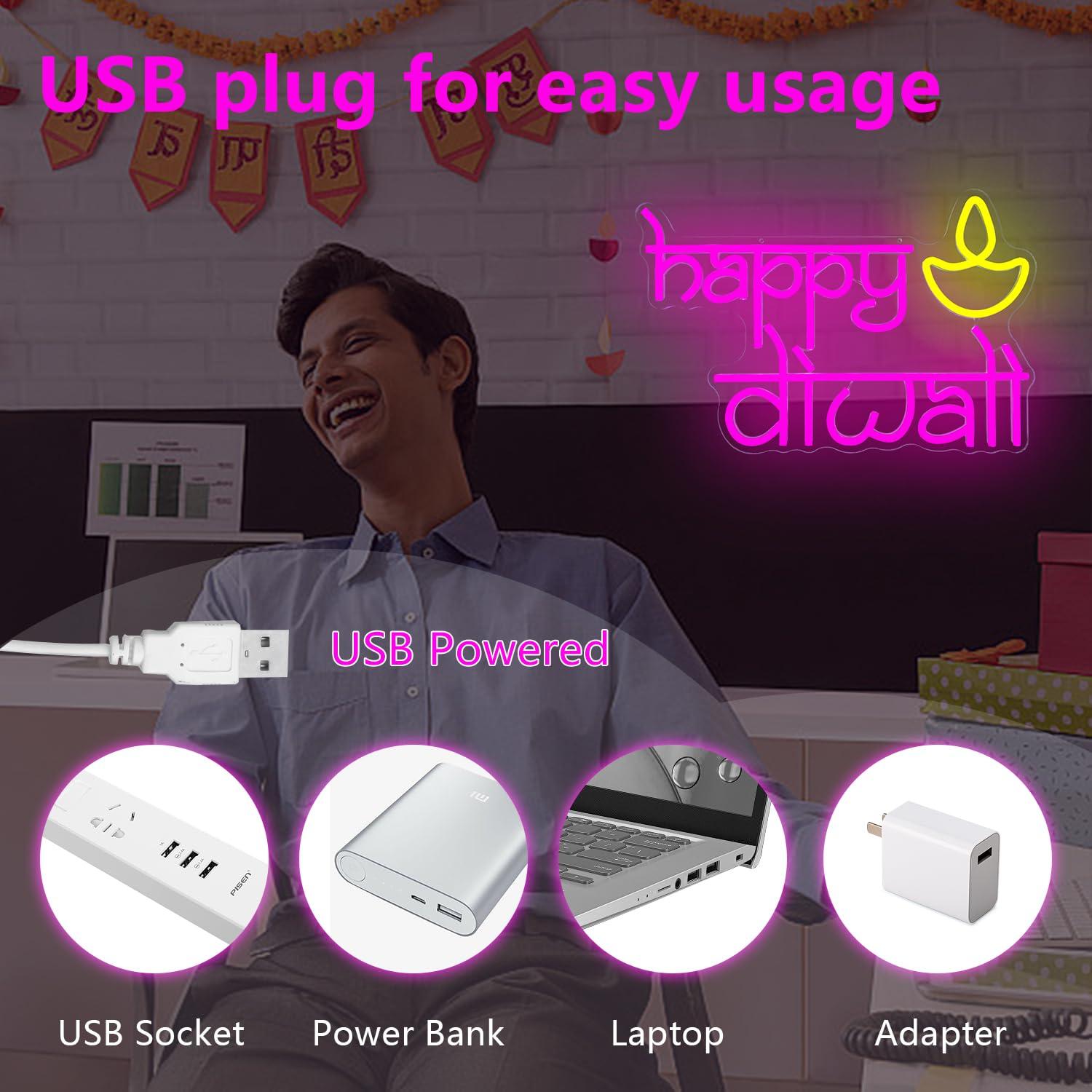 Happy Diwali Neon Sign USB Pow - đánh giá và giá Home Decor Happy