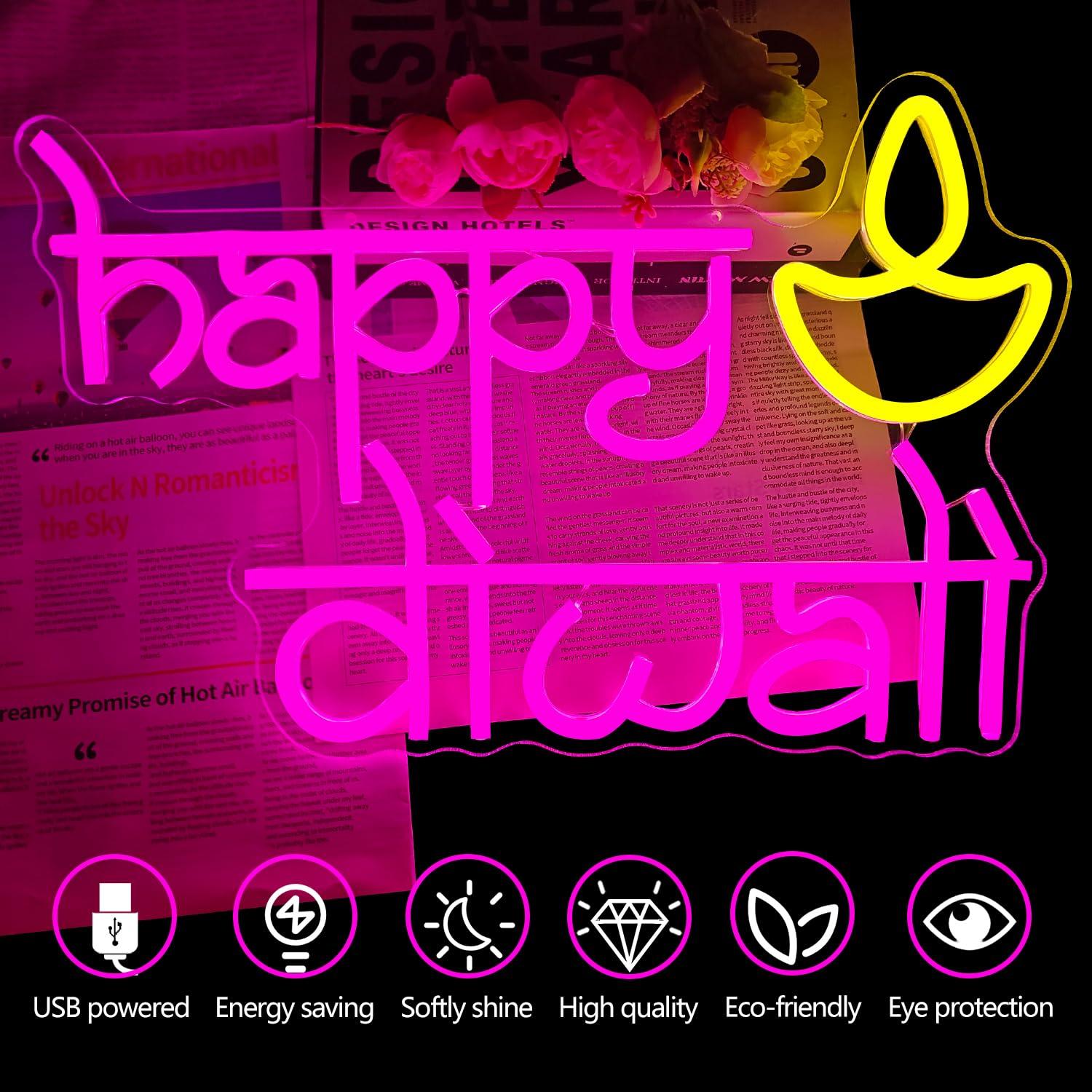 Happy Diwali Neon Sign USB Pow - đánh giá và giá Home Decor Happy
