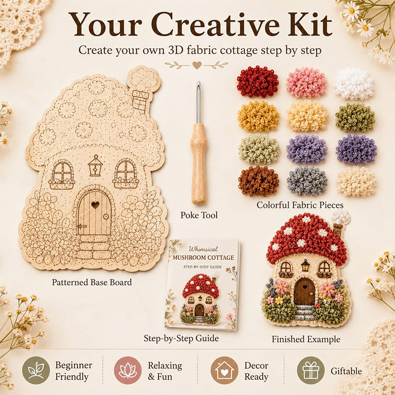 3D Mushroom House Poke Art DIY - đánh giá và giá Home Decor Happy