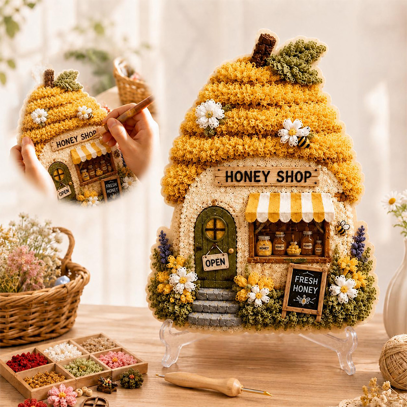 3D Mushroom House Poke Art DIY - đánh giá và giá Home Decor Happy