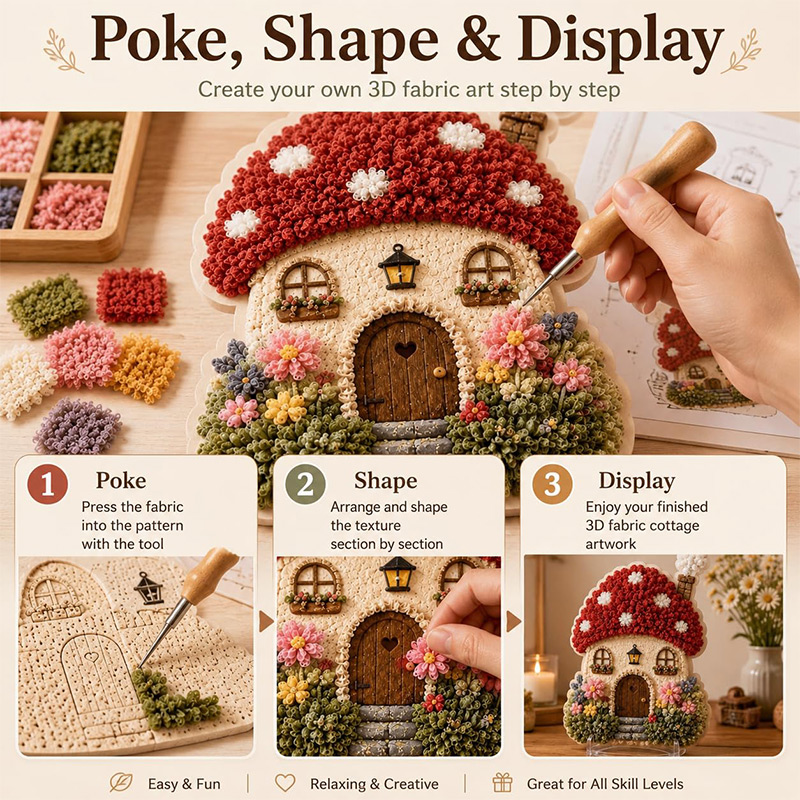 3D Mushroom House Poke Art DIY - đánh giá và giá Home Decor Happy